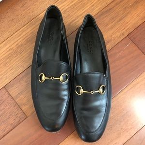 Womens Gucci Black Leather Horsebit Loafers - US 8